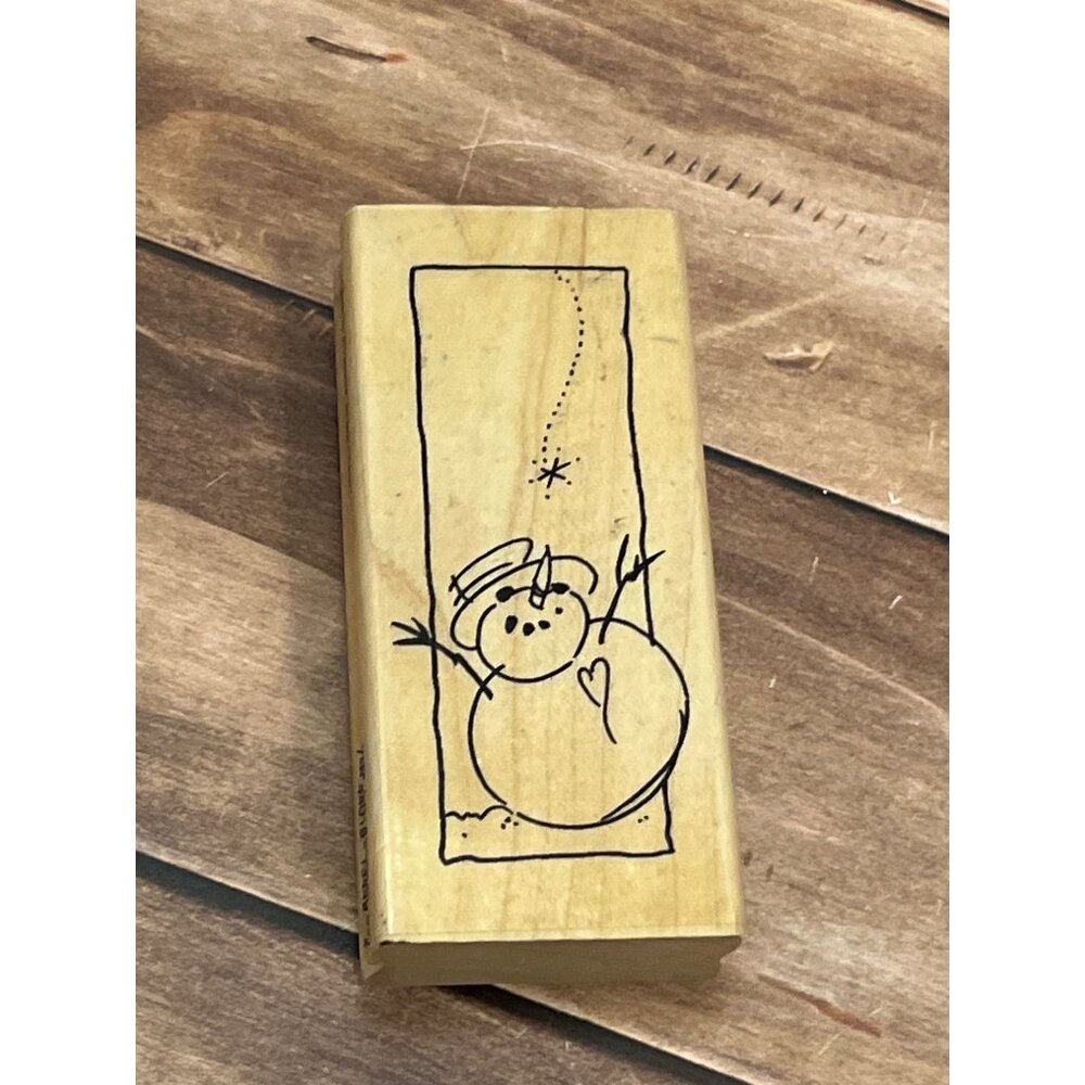 2000 STAMPENDOUS! N103 JOLLY SNOWMAN WOOD MOUNTED RUBBER STAMP CHRISTMAS MAGIC